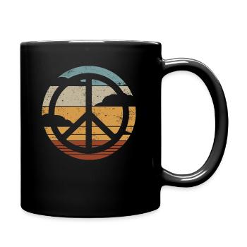 Friedenszeichen Retro Design Peace Zeichen - Tasse einfarbig - Schwarz - Rechts