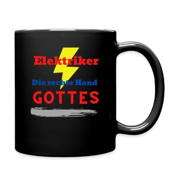 Elektriker Die rechte HandGottes - Tasse einfarbig - Schwarz - Rechts