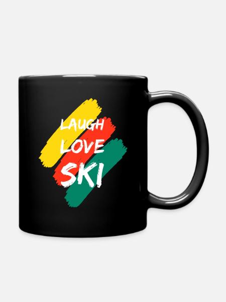 Laugh Love Ski - Full Colour Mug - black