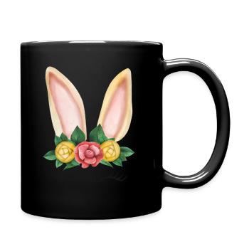 Häschen-Gesicht Ostern - Tasse einfarbig - Schwarz - Rechts