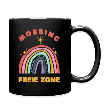 Mobbing-freie Zone - Tasse einfarbig - Schwarz - Rechts