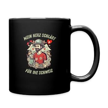 Mein Herz schlägt für die Schweiz für Schweizer - Tasse einfarbig - Schwarz - Rechts