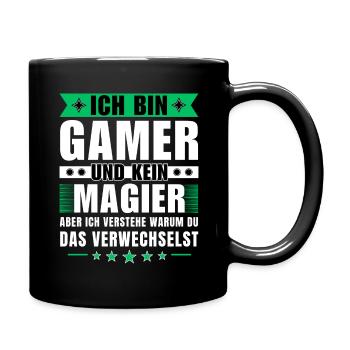 Ich bin Gamer und kein Magier - Tasse einfarbig - Schwarz - Rechts
