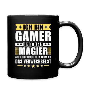 Ich bin Gamer und kein Magier - Tasse einfarbig - Schwarz - Rechts