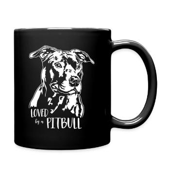 Loved by a Pitbull American Pitbull Dogs Wilsigns - Full Colour Mug - black - Right