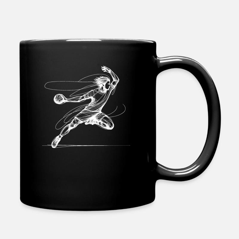 Handballer - single-line-drawing - weiß - Tasse einfarbig - Schwarz