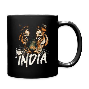 Indien, bengalisches Tigergesicht, Symbol Indiens - Tasse einfarbig - Schwarz - Rechts
