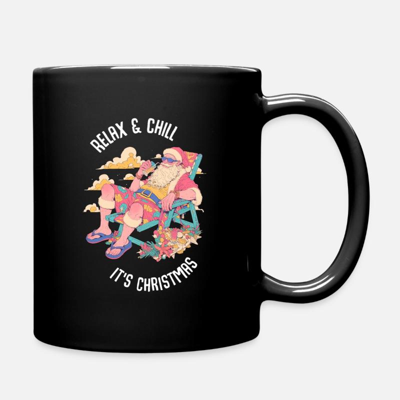Weihnachtsmann Relax and Chill Urlaub - Tasse einfarbig - Schwarz