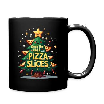 Festlicher Pizza-Baum - Tasse einfarbig - Schwarz - Rechts