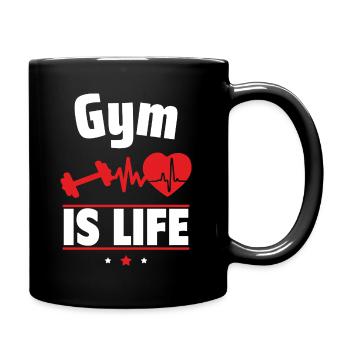 Krafttraining ist das Leben - Tasse einfarbig - Schwarz - Rechts