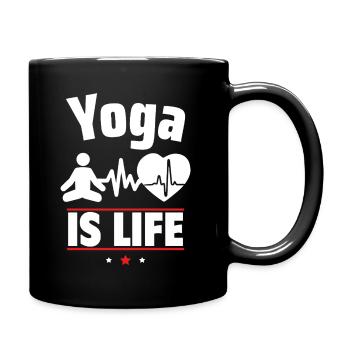 Yoga ist das Leben - Tasse einfarbig - Schwarz - Rechts