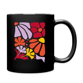 Boho Blumen Frühling Sommer Garten Natur - Tasse einfarbig - Schwarz - Rechts