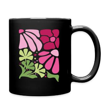 Boho Blumen Frühling Sommer Garten Natur - Tasse einfarbig - Schwarz - Rechts