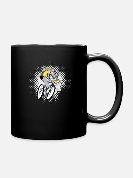 FUNNY BUNNY ON WHEEL - Full Colour Mug - black