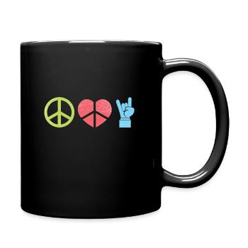 Frieden Liebe und Rock n Roll - Tasse einfarbig - Schwarz - Rechts