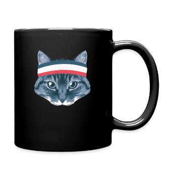Katzen Katze Kätzchen Cat Mie Sport WM Fußball sp - Tasse einfarbig - Schwarz - Rechts