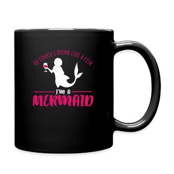 meerjungfrau Wein - Tasse einfarbig - Schwarz - Rechts