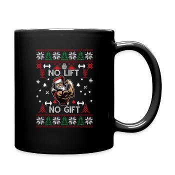 Ugly Christmas Bodybuilder Santa Gym Spruch - Tasse einfarbig - Schwarz - Rechts