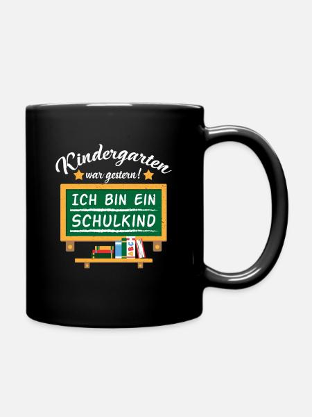 Schulanfänger Junge Mädchen Einschulungss - Tasse einfarbig - Schwarz