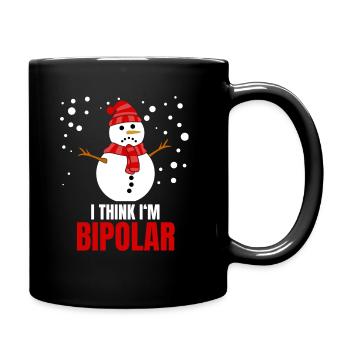 Schneemann bipolar lustiger Spruch Winter - Tasse einfarbig - Schwarz - Rechts