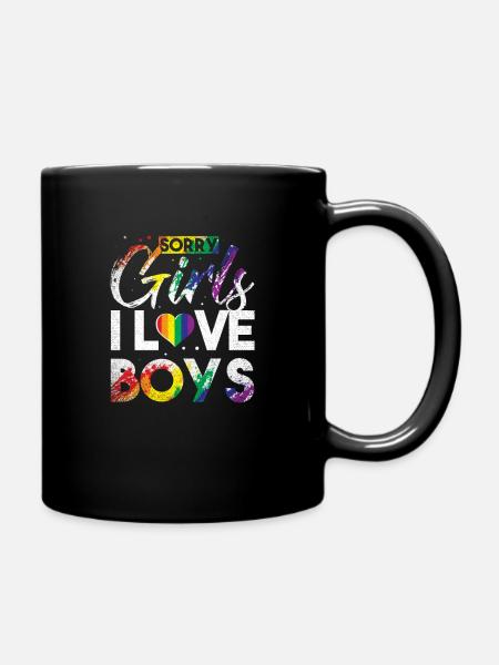 Love is Pride Herz Equality Rainbow Herr Merch - Tasse einfarbig - Schwarz