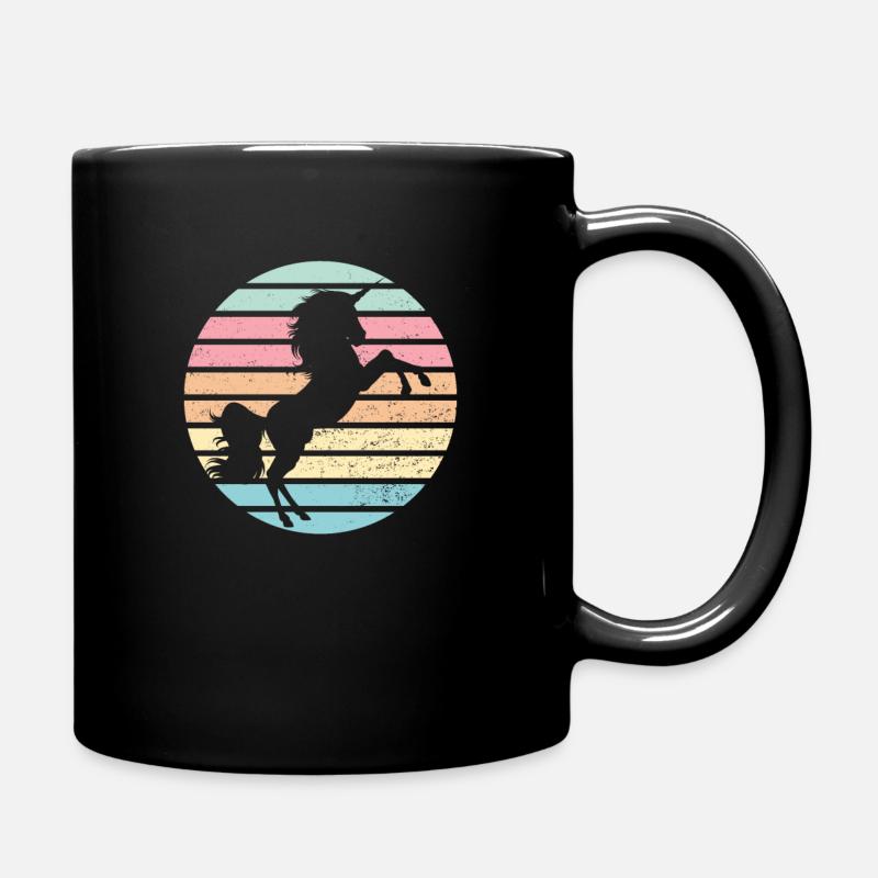 Retro Vintage Einhorn Regenbogen Unicorn - Tasse einfarbig - Schwarz