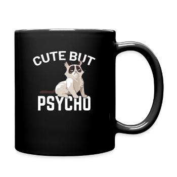 Cute But Psycho Cat Horror Crazy Lover Dad Boy - Tasse einfarbig - Schwarz - Rechts