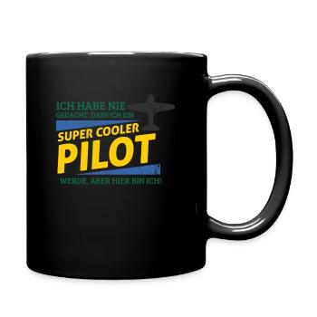 Alten Flugzeug - Pilot - Tasse einfarbig - Schwarz - Rechts