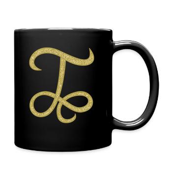 Alphabet T - gold, letter, alphabet, monogram - Tasse einfarbig - Schwarz - Rechts