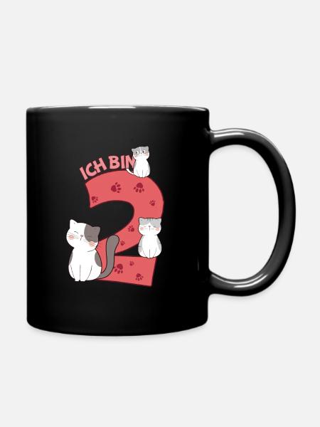 2 Geburtstag Baby Katzen 2 Jahre - Tasse einfarbig - Schwarz