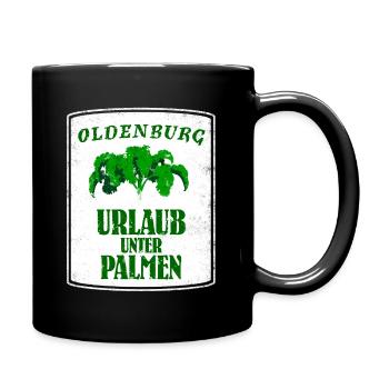 Oldenburg Grünkohl Palme Kohl Kohlfahrt Urlaub - Tasse einfarbig - Schwarz - Rechts