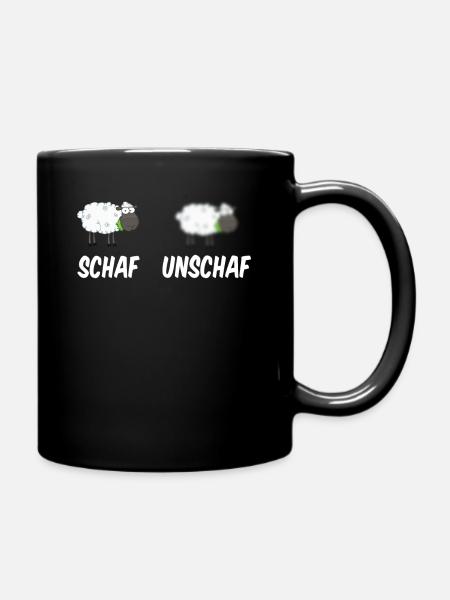 Schaf Unschaf Fotograf Wortwitz Geschenkidee - Tasse einfarbig - Schwarz