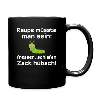 Nachthemd Raupe Schlaf Schlafanzug Geschenk - Tasse einfarbig - Schwarz - Rechts