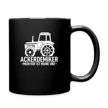 Ackerdemiker Spruch Landwirtschaft Trecker Bauer - Tasse einfarbig - Schwarz - Rechts