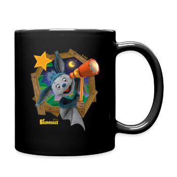 KiKA-Baumhaus mit Fidi Guckt aus dem Fenster - Tasse einfarbig - Schwarz - Rechts