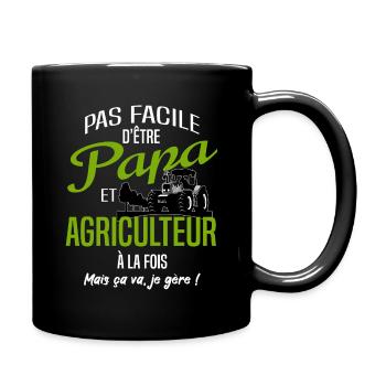 papa agriculteur - Mug uni - noir - Droite