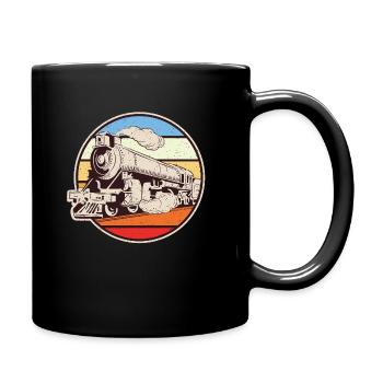 Zug Dampflok Schnarchen Modelleisenbahn Vintage - Tasse einfarbig - Schwarz - Rechts