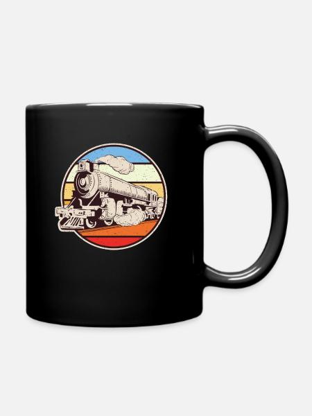Zug Dampflok Schnarchen Modelleisenbahn Vintage - Tasse einfarbig - Schwarz