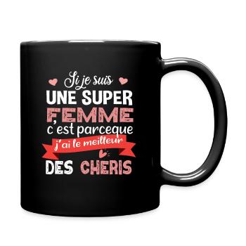 Femme chéri. Cadeau saint-valentin. Copine copain - Mug uni - noir - Droite