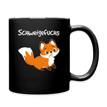 Schweigefuchs Grundschule Schüler Design Geschenk - Tasse einfarbig - Schwarz - Rechts