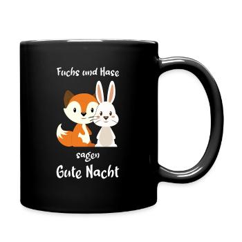 Fuchs Hase Oberteil Schlafanzug Geschenk - Tasse einfarbig - Schwarz - Rechts