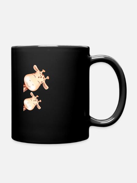 Mama Giraffe Baby Giraffe - Protect Giraffes - Full Colour Mug - black