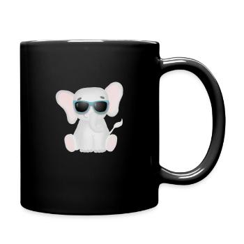 Süßer elefant mit Sonnenbrille - Tasse einfarbig - Schwarz - Rechts