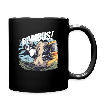 Panda Bambus lustig Bus Geschenk - Tasse einfarbig - Schwarz - Rechts