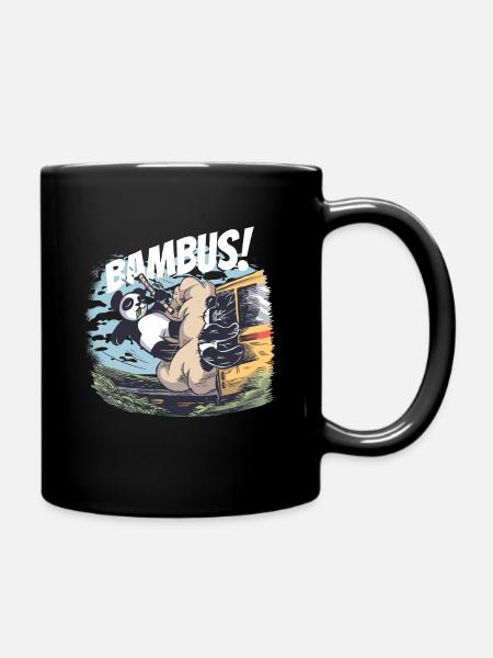 Panda Bambus lustig Bus Geschenk - Tasse einfarbig - Schwarz
