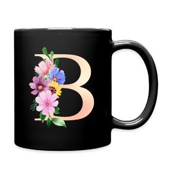 letter B flowered - Full Colour Mug - black - Right
