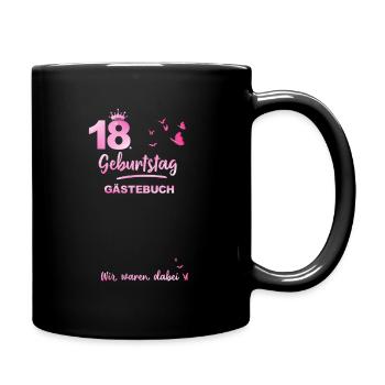 18. Geburtstag Gästebuch - Tasse einfarbig - Schwarz - Rechts