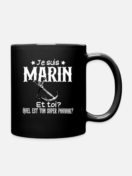 Marin Marine Métier Mer Super Héros - Mug uni - noir