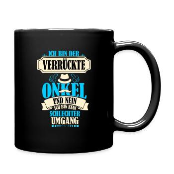 Verrückter Onkel - Onkel Geschenk - Tasse einfarbig - Schwarz - Rechts