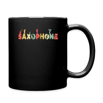 Retro Sax Saxophon Vintage Saxofon Musiker Jazz - Tasse einfarbig - Schwarz - Rechts